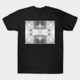 Classic Kissing Rabbits - Mirrored Pattern T-Shirt